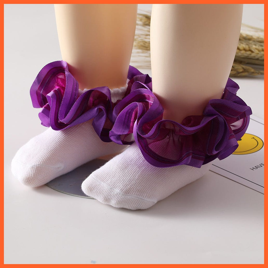 whatagift.com.au kids socks Children Dance Princess Baby Socks | White Cotton Lace Latin Dance Socks
