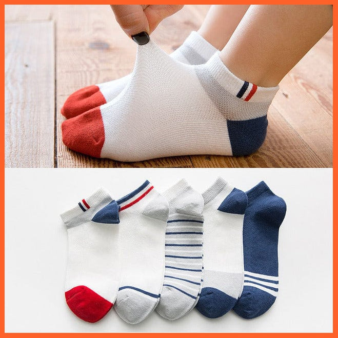 whatagift.com.au kids socks color striped / 7-10years 10Pcs/5Pairs Children Sports Unisex Cotton Stripe Infant Socks
