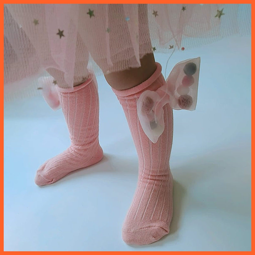 whatagift.com.au kids socks Cute kids Socks With Bow | Toddlers Girls Knee High Socks Infant Baby Leg Warmer