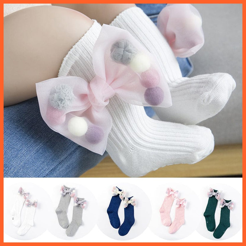 whatagift.com.au kids socks Cute kids Socks With Bow | Toddlers Girls Knee High Socks Infant Baby Leg Warmer