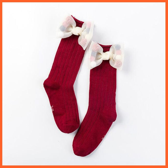 whatagift.com.au kids socks Cute kids Socks With Bow | Toddlers Girls Knee High Socks Infant Baby Leg Warmer