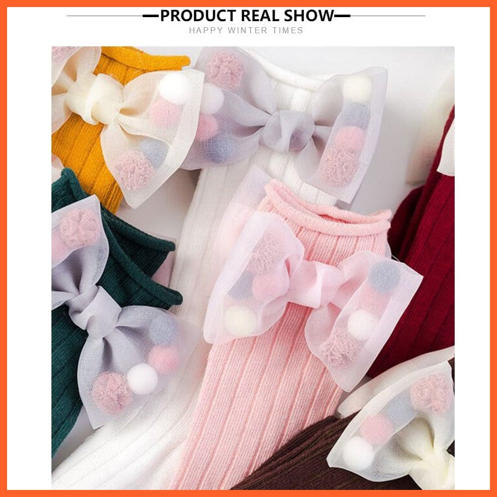 whatagift.com.au kids socks Cute kids Socks With Bow | Toddlers Girls Knee High Socks Infant Baby Leg Warmer