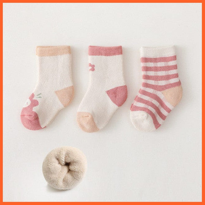 whatagift.com.au kids socks D-3 Pair / S(6-12 months) New Baby Toddlers Tube Socks | Cute Cartoon Warm Striped Children Socks