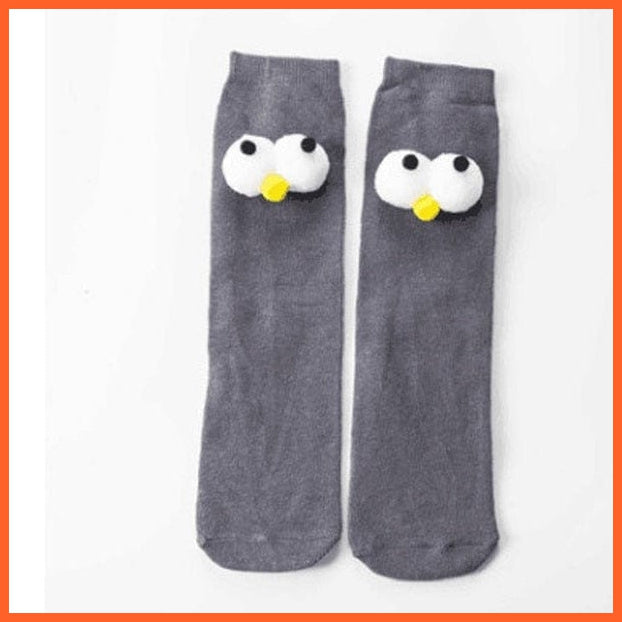 whatagift.com.au kids socks Dark Grey Kids Cotton Cartoon Big Eye Long Socks For Children | Girls Boys Baby Stockings