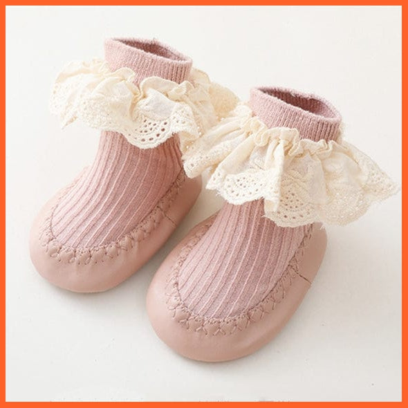 whatagift.com.au kids socks Dark Pink / 1-2Years(L) New Baby Ruffle Infant Newborn Lace Flowers Shoes Anti Slip Soft Sole Socks