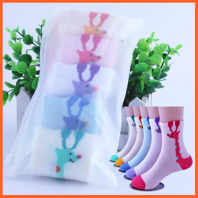 whatagift.com.au kids socks Deer / 7 to 9T Children Cartoon Socks For Kids | 5pcs/lot Teenager Stuff Soft Knee High Socks