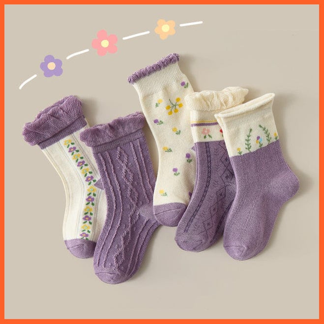 whatagift.com.au kids socks E / 1-3T 5 Pairs/Lot Autumn Winter Warm Stripe Plaid Cartoon Cute Mesh Kids Socks