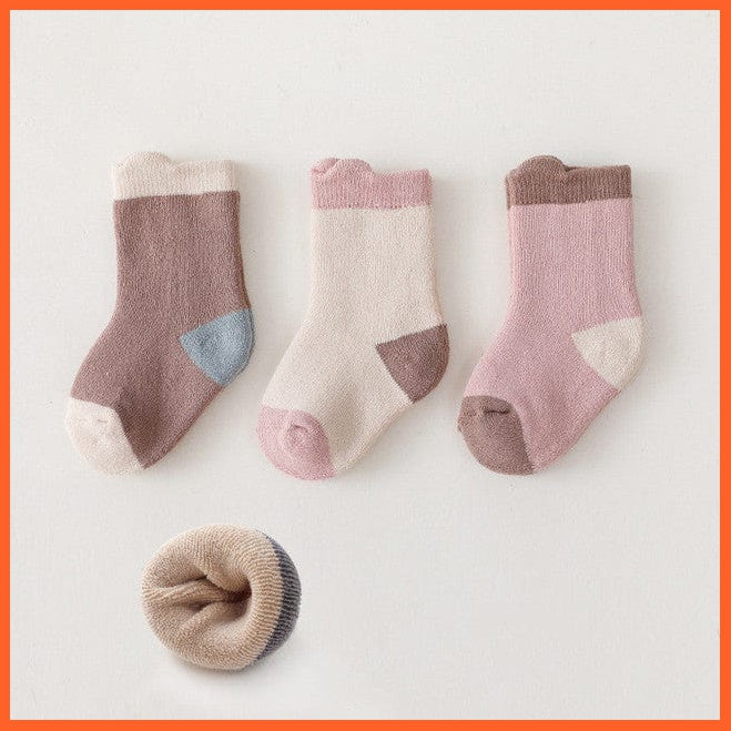 whatagift.com.au kids socks E-3 Pair / L(3-5 years old) New Baby Toddlers Tube Socks | Cute Cartoon Warm Striped Children Socks