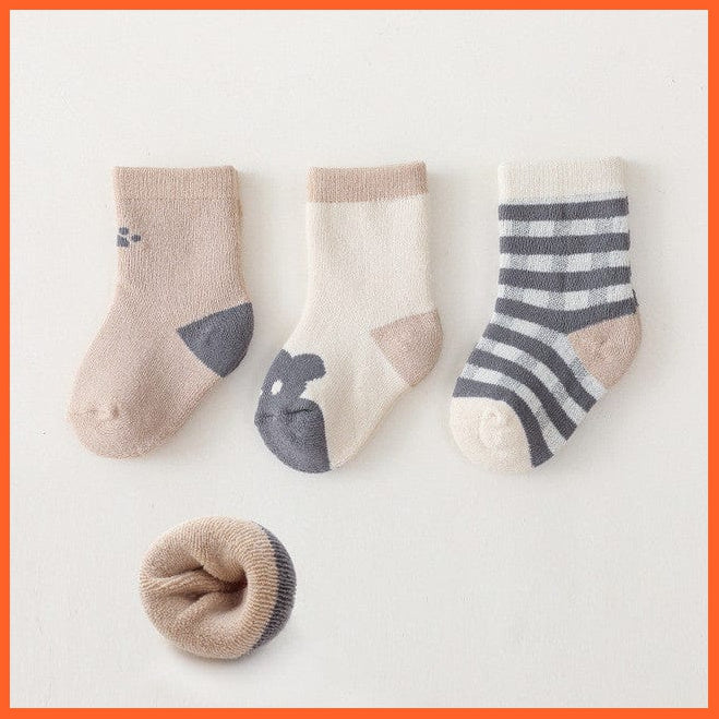 whatagift.com.au kids socks F-3 Pair / L(3-5 years old) New Baby Toddlers Tube Socks | Cute Cartoon Warm Striped Children Socks