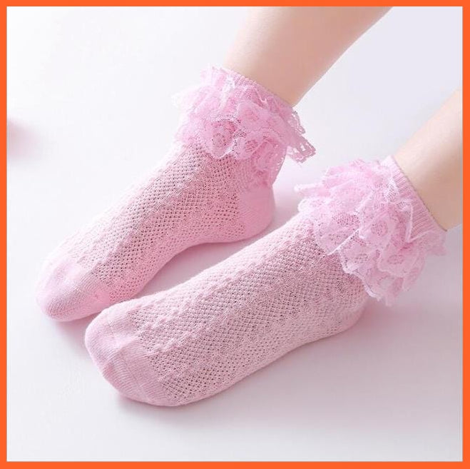 whatagift.com.au kids socks Gold / 6-12Month Infant Newborn Toddler Lace Ruffled Frilly Warm Lace Tutu Solid Ankle Baby Socks
