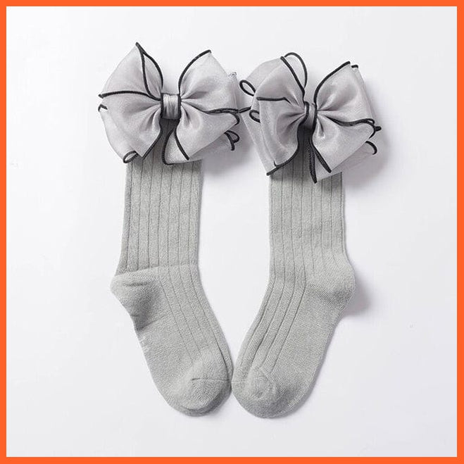 whatagift.com.au kids socks Gray Bow / 1 To 3 Years Cute kids Socks With Bow | Toddlers Girls Knee High Socks Infant Baby Leg Warmer