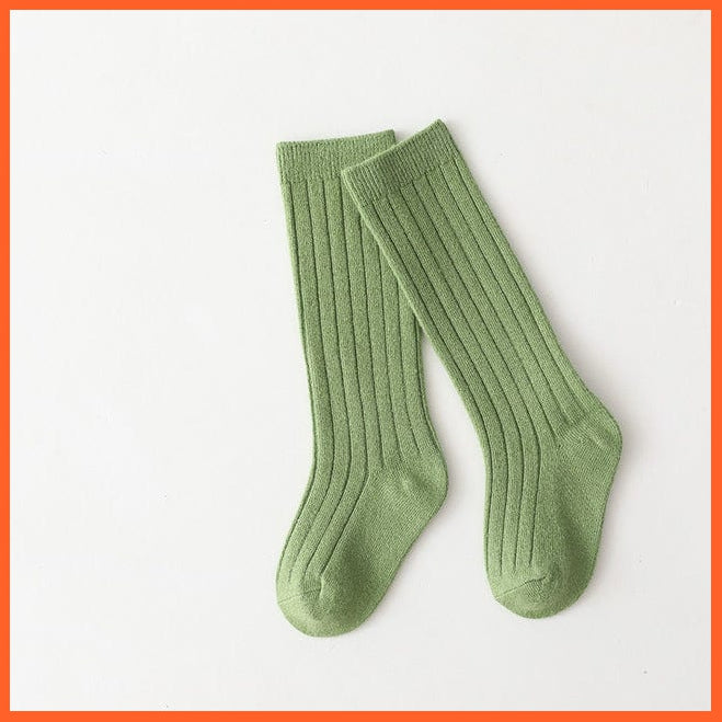 whatagift.com.au kids socks Green / 5-8 Years(XL) Kids Boys Girls Cotton Breathable Stripe Soft Children Knee High Long Socks
