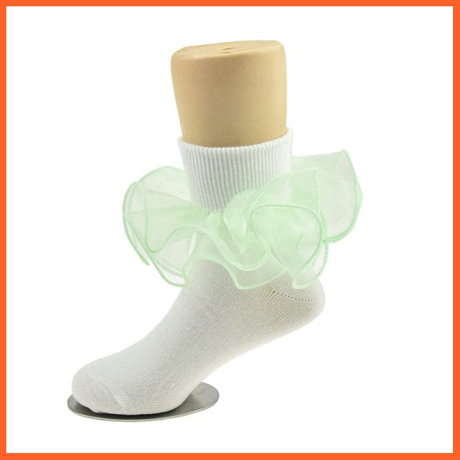 whatagift.com.au kids socks green / 6-8 Years Children dance Girls socks | Latin frilly lace White princess socks