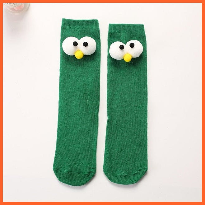 whatagift.com.au kids socks green Kids Cotton Cartoon Big Eye Long Socks For Children | Girls Boys Baby Stockings
