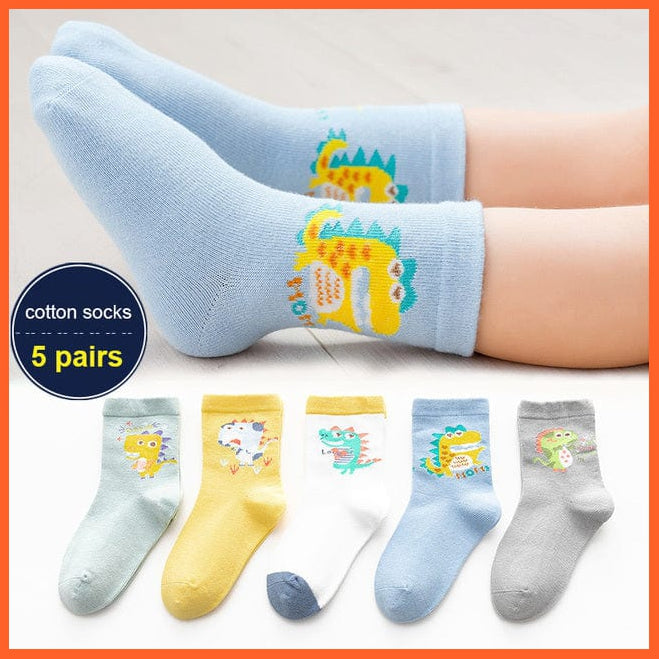 whatagift.com.au kids socks greendino / M(3-5 years) 5Pair/Lot Children Socks Autumn Winter Cotton Breathable Socks
