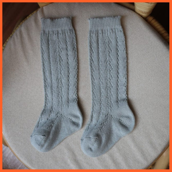 whatagift.com.au kids socks Grey 2 / 1-3 Years (M) Kids Floral Big Bow Toddlers knee High Long Soft Mesh Princess Baby Socks