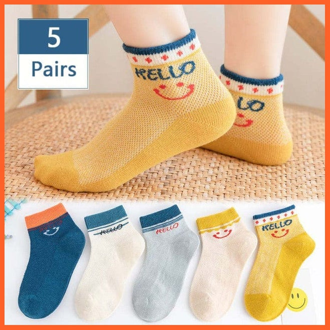 whatagift.com.au kids socks hello / 7-10years 10Pcs/5Pairs Children Sports Unisex Cotton Stripe Infant Socks