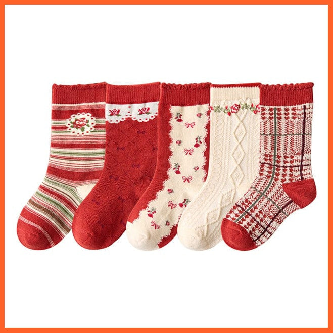 whatagift.com.au kids socks I / 1-3T 5 Pairs/lot Autumn Winter Warm Stripe Plaid Cartoon Cute Mesh Kids Socks