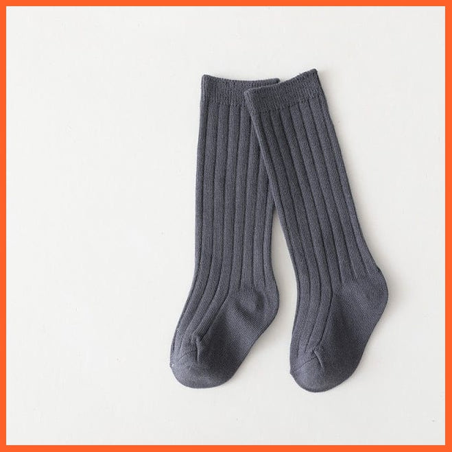 whatagift.com.au kids socks Iron / 5-8 Years(XL) Kids Boys Girls Cotton Breathable Stripe Soft Children Knee High Long Socks