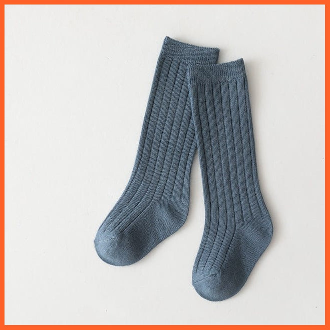 whatagift.com.au kids socks Jeans Blue / 5-8 Years(XL) Kids Boys Girls Cotton Breathable Stripe Soft Children Knee High Long Socks