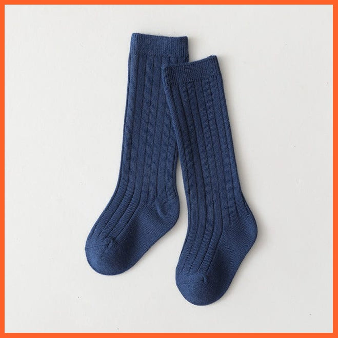 whatagift.com.au kids socks Kids Boys Girls Cotton Breathable Stripe Soft Children Knee High Long Socks