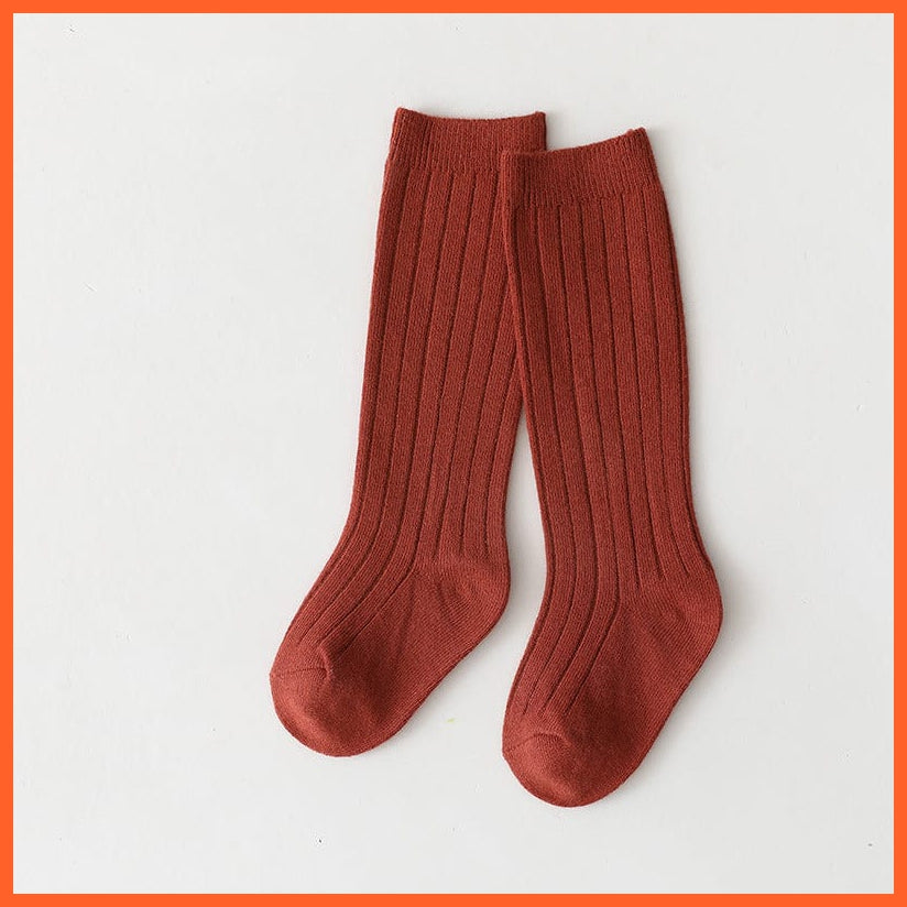 whatagift.com.au kids socks Kids Boys Girls Cotton Breathable Stripe Soft Children Knee High Long Socks