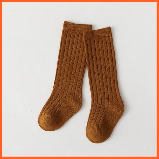 whatagift.com.au kids socks Kids Boys Girls Cotton Breathable Stripe Soft Children Knee High Long Socks