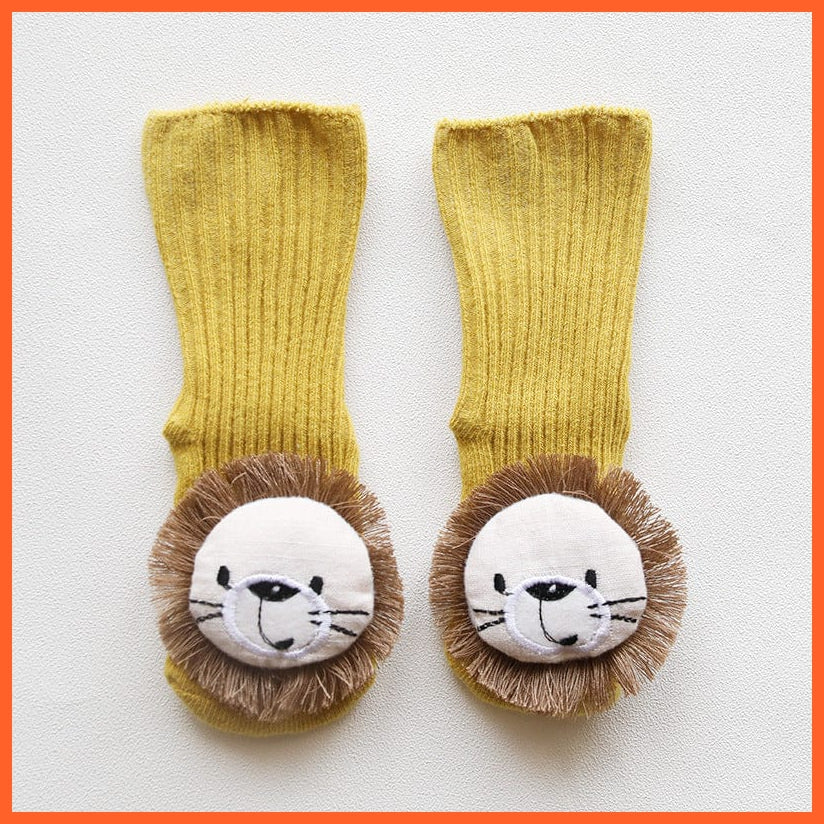 whatagift.com.au kids socks Kids Cotton Cartoon Lion Letter Bottom Non Slip Indoor Floor Baby Socks