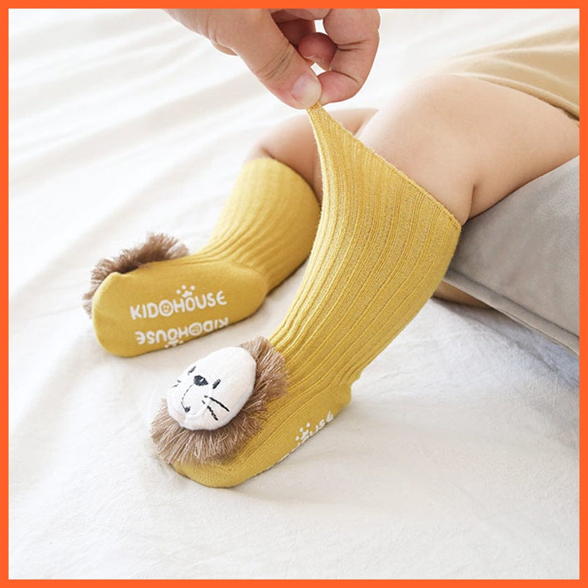 whatagift.com.au kids socks Kids Cotton Cartoon Lion Letter Bottom Non Slip Indoor Floor Baby Socks