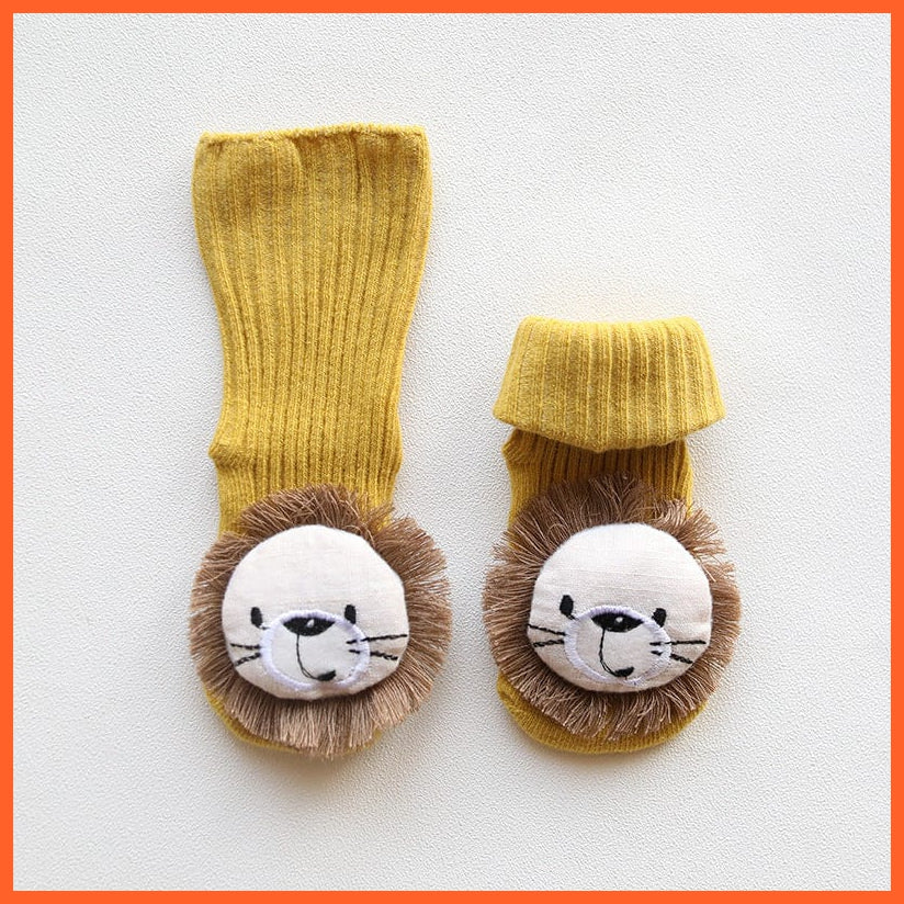 whatagift.com.au kids socks Kids Cotton Cartoon Lion Letter Bottom Non Slip Indoor Floor Baby Socks
