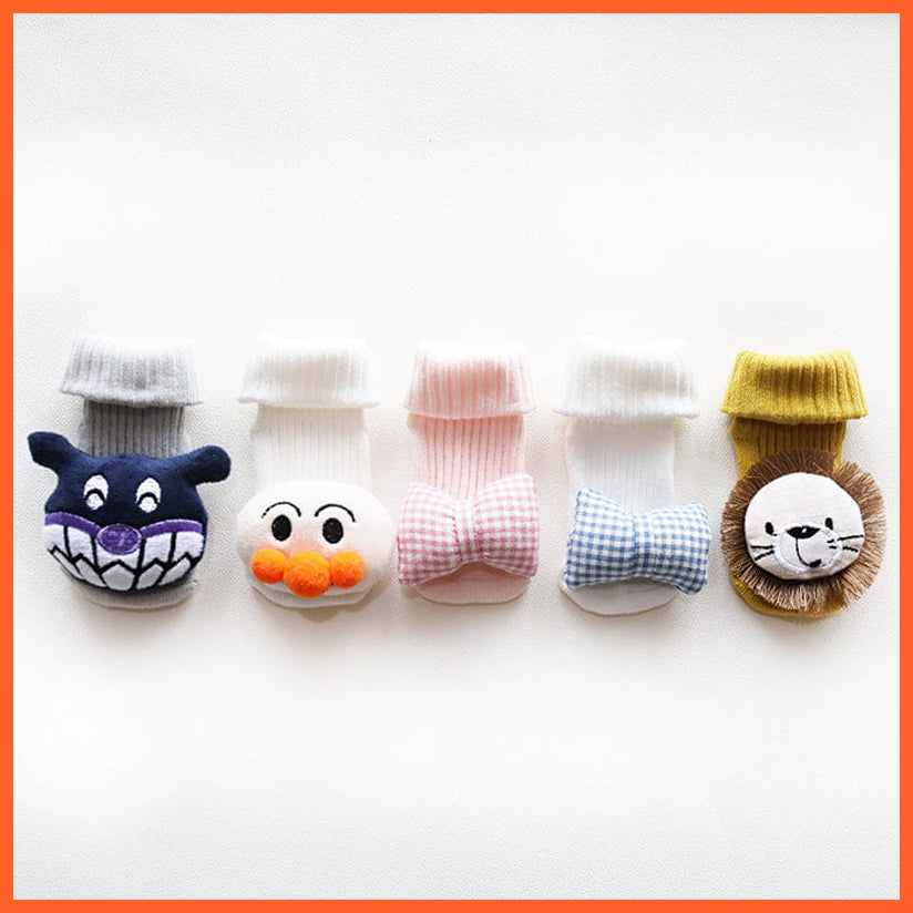 whatagift.com.au kids socks Kids Cotton Cartoon Lion Letter Bottom Non Slip Indoor Floor Baby Socks