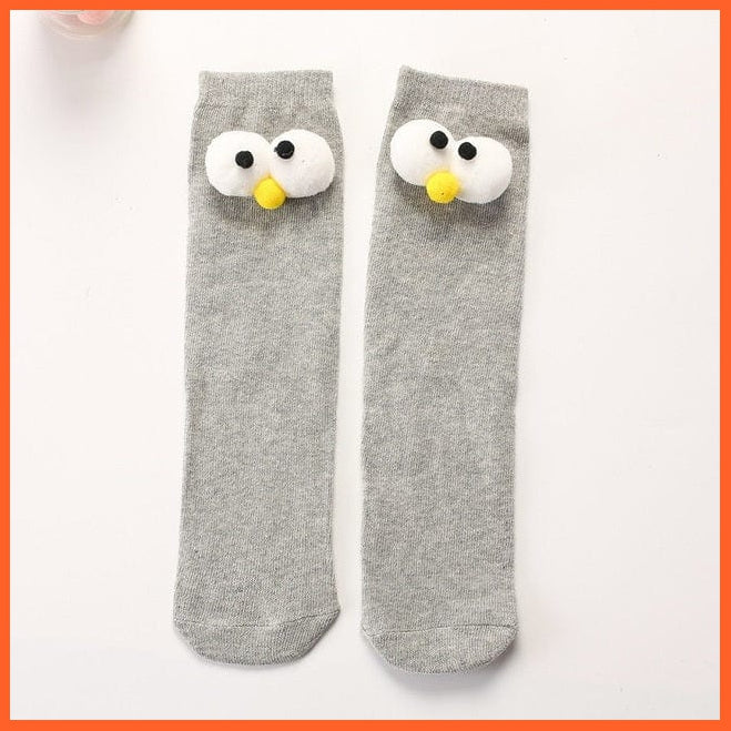 whatagift.com.au kids socks light grey Kids Cotton Cartoon Big Eye Long Socks For Children | Girls Boys Baby Stockings