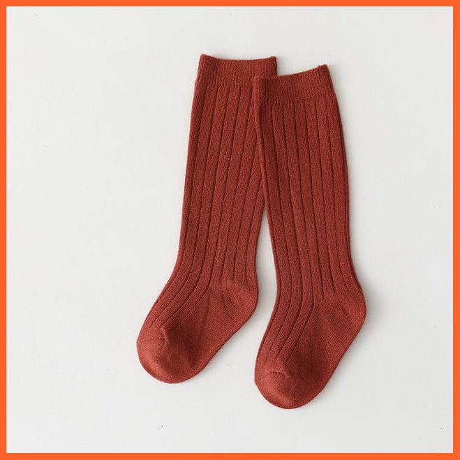 whatagift.com.au kids socks Light Red / 5-8 Years(XL) Kids Boys Girls Cotton Breathable Stripe Soft Children Knee High Long Socks