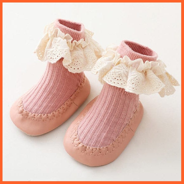 whatagift.com.au kids socks Light Red / 6-12Months(M) New Baby Ruffle Infant Newborn Lace Flowers Shoes Anti Slip Soft Sole Socks