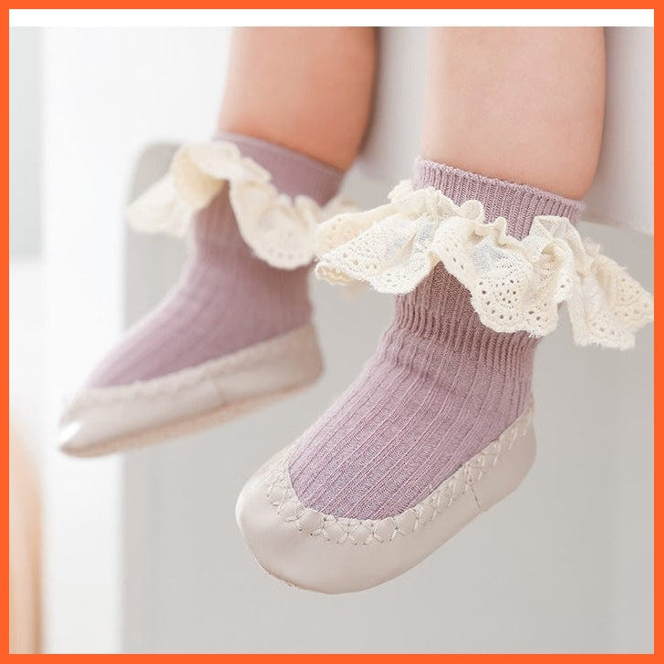 whatagift.com.au kids socks New Baby Ruffle Infant Newborn Lace Flowers Shoes Anti Slip Soft Sole Socks