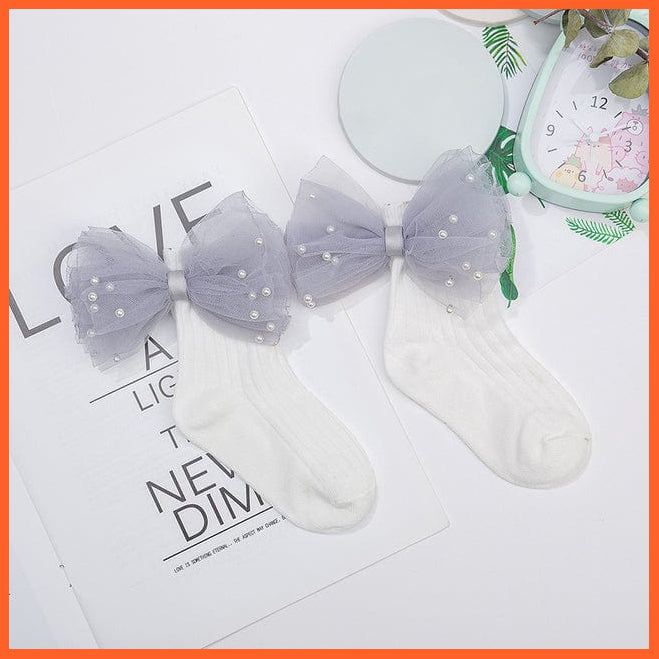 whatagift.com.au kids socks New Baby Toddlers Infant Cotton Ankle Socks With Bow Beading Princess Cute Socks
