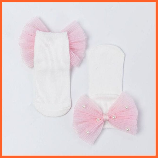 whatagift.com.au kids socks New Baby Toddlers Infant Cotton Ankle Socks With Bow Beading Princess Cute Socks