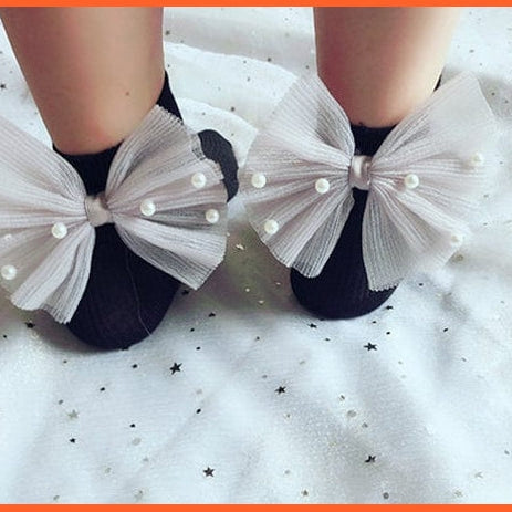 whatagift.com.au kids socks New Baby Toddlers Infant Cotton Ankle Socks With Bow Beading Princess Cute Socks