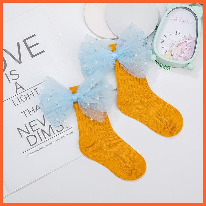 whatagift.com.au kids socks New Baby Toddlers Infant Cotton Ankle Socks With Bow Beading Princess Cute Socks