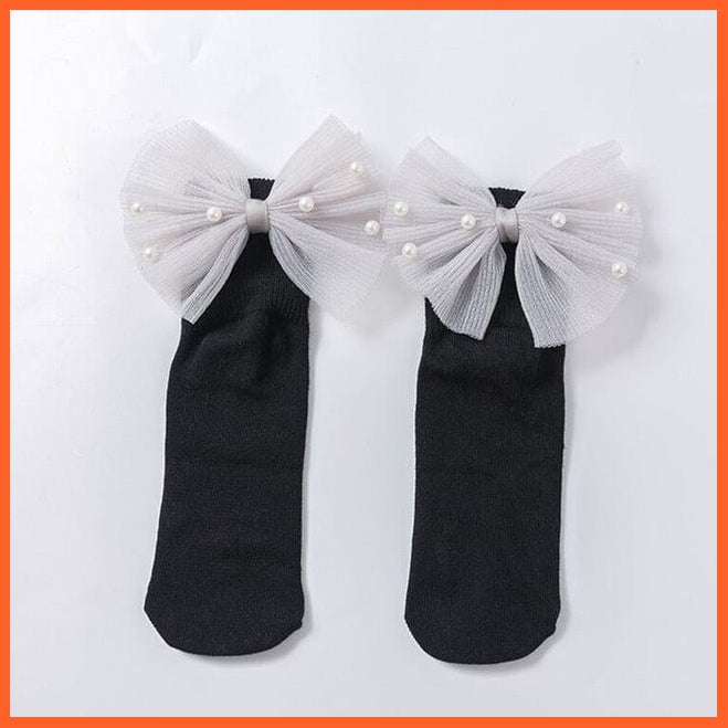 whatagift.com.au kids socks New Baby Toddlers Infant Cotton Ankle Socks With Bow Beading Princess Cute Socks