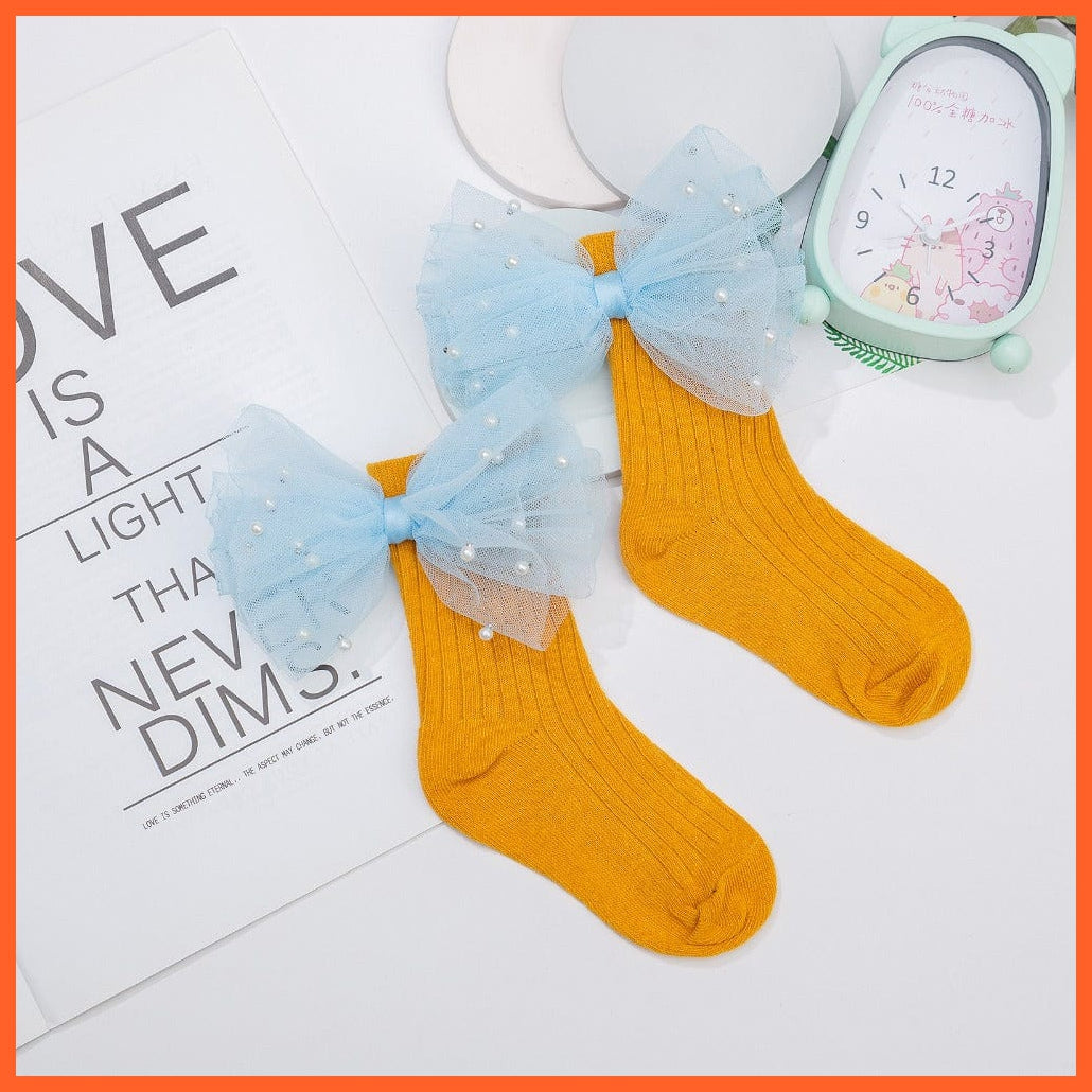 whatagift.com.au kids socks New Baby Toddlers Infant Cotton Ankle Socks With Bow Beading Princess Cute Socks