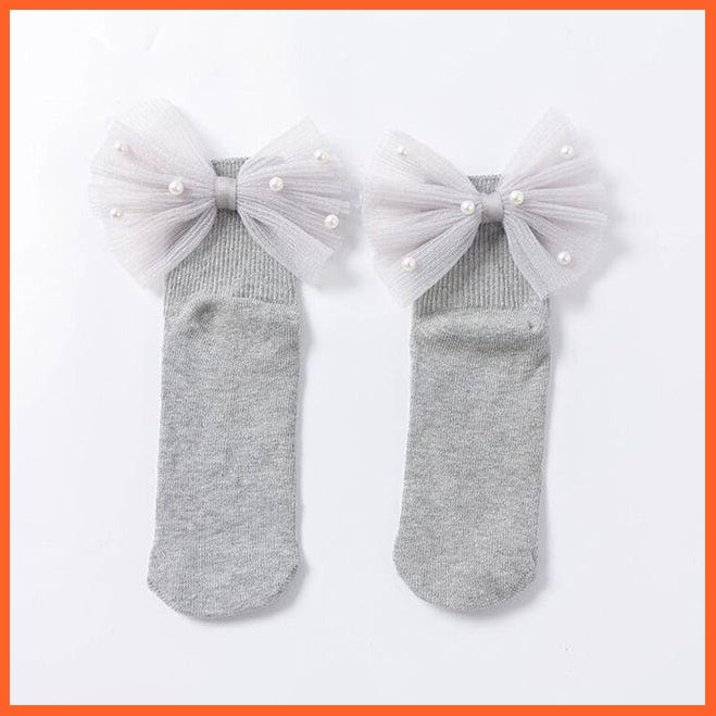 whatagift.com.au kids socks New Baby Toddlers Infant Cotton Ankle Socks With Bow Beading Princess Cute Socks
