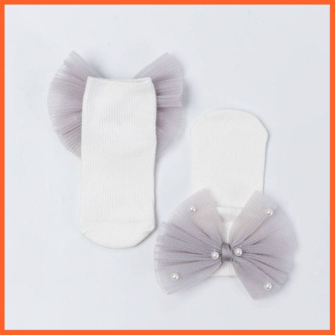 whatagift.com.au kids socks New Baby Toddlers Infant Cotton Ankle Socks With Bow Beading Princess Cute Socks