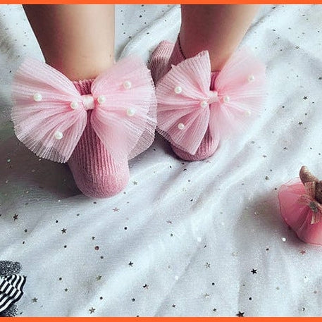 whatagift.com.au kids socks New Baby Toddlers Infant Cotton Ankle Socks With Bow Beading Princess Cute Socks