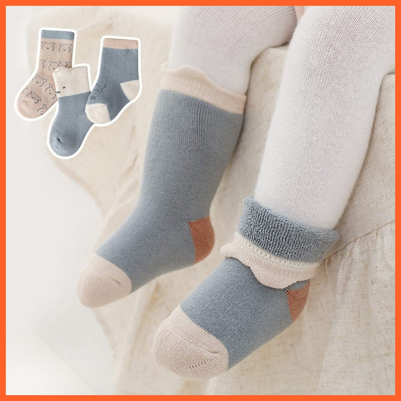 whatagift.com.au kids socks New Baby Toddlers Tube Socks | Cute Cartoon Warm Striped Children Socks