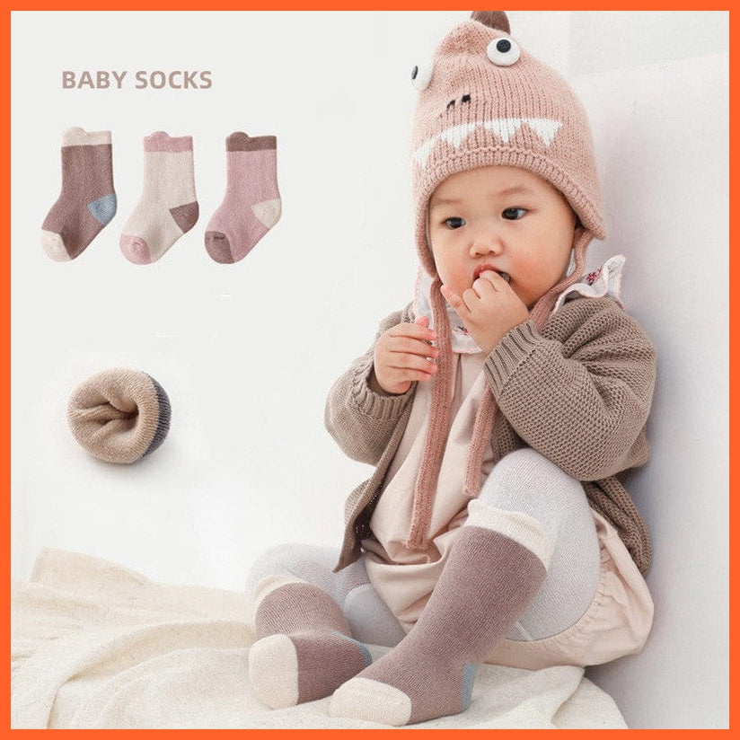 whatagift.com.au kids socks New Baby Toddlers Tube Socks | Cute Cartoon Warm Striped Children Socks