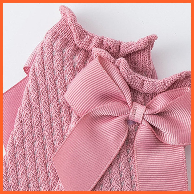 whatagift.com.au kids socks Newborn Baby Girl Bow Knee High Toddler Soft Cotton Bowknot Royal Princess Socks