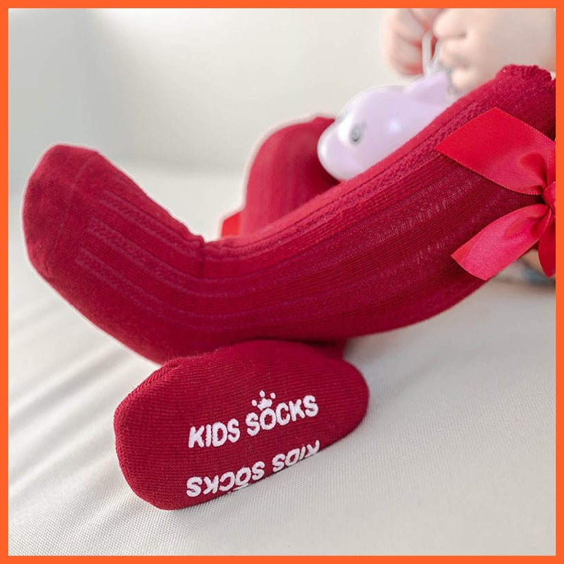 whatagift.com.au kids socks Newborn Baby Girl Bow Knee High Toddler Soft Cotton Bowknot Royal Princess Socks