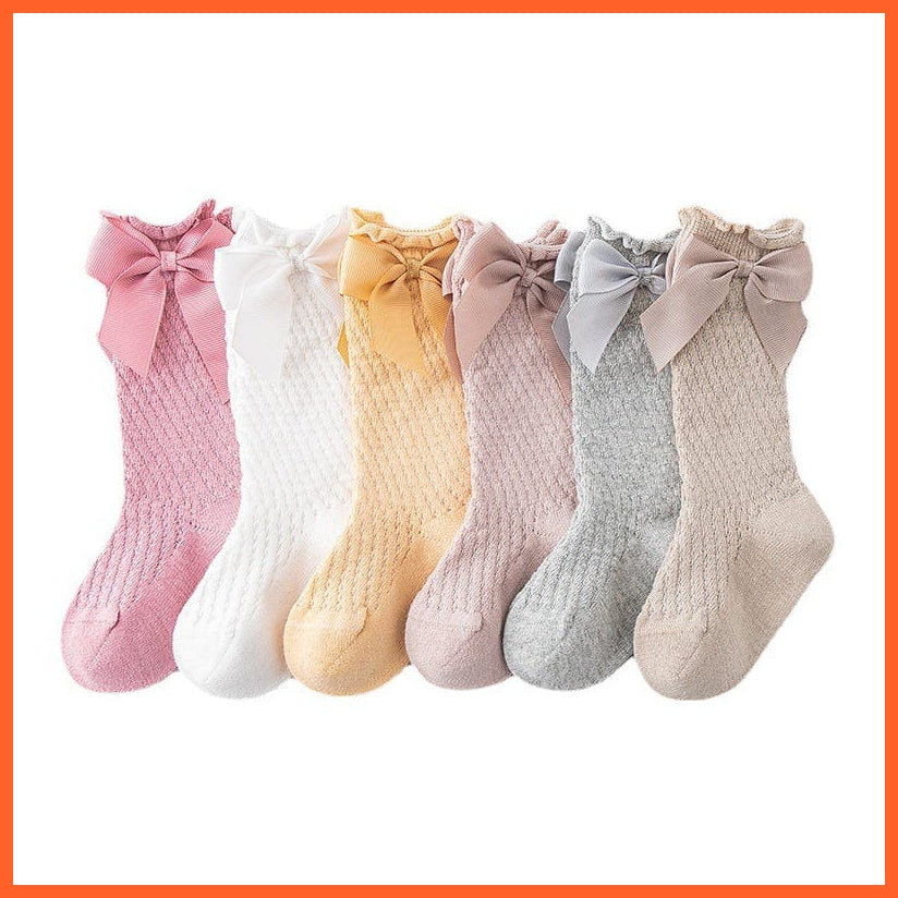whatagift.com.au kids socks Newborn Baby Girl Bow Knee High Toddler Soft Cotton Bowknot Royal Princess Socks