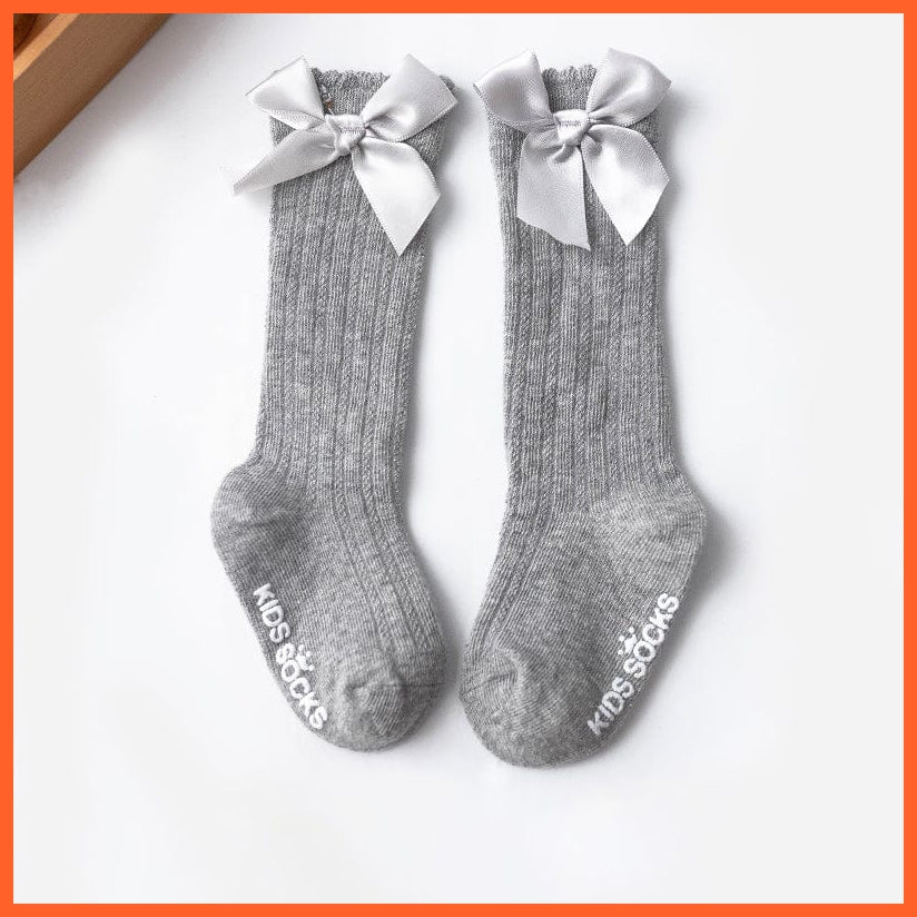 whatagift.com.au kids socks Newborn Baby Girl Bow Knee High Toddler Soft Cotton Bowknot Royal Princess Socks